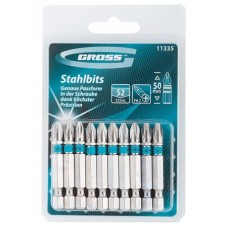 Биты PZ3х50мм сталь S2 (10шт) GROSS  Биты PZ3х50мм сталь S2 (10шт) GROSS