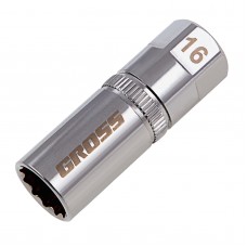Головка торцевая 16мм 1/2" двенадцатигранная свечная под квадрат магнитная GROSS