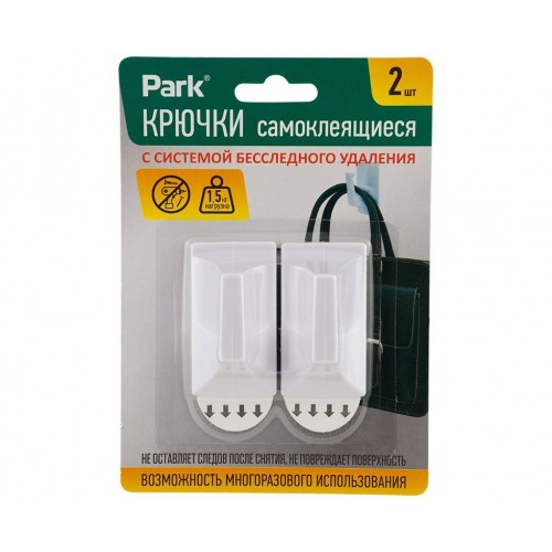 Крючок самоклеющийся 2шт,3.5х6.0см до 1.5кг PARK