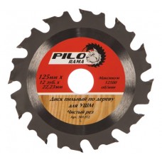 Диск пильный для УШМ по дереву 125х2,8х22,23х12Т PILORAMA Диск пильный для УШМ по дереву 125х2,8х22,23х12Т PILORAMA