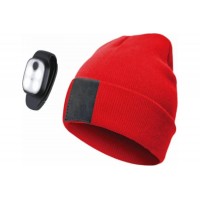 Фонарь налобный-шапка красная (3,7V,300mA,1W)3 режима,USB зарядка КОСМОС