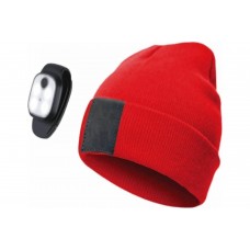 Фонарь налобный-шапка красная (3,7V,300mA,1W)3 режима,USB зарядка КОСМОС