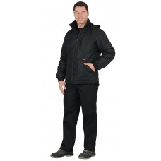 Куртка утепленная "Сириус-ПРАГА Люкс" удлиненная с капюшоном, черный 