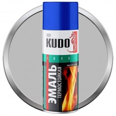 Эмаль аэрозольная термостойкая серебристая KUDO