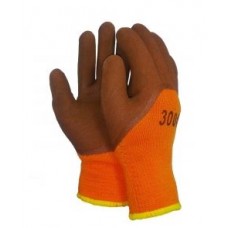 Перчатки утепленные с начесом с латексным покрытием (серый/оранжевый)