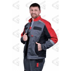Костюм "ФАВОРИТ" (куртка+п/к серый +черный+красный, тк.смесовая 65%п/э, 35%хл пл.240 г/кв.м.) ЗМим-1