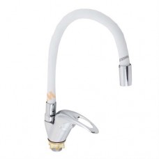 Смеситель для кухни с белым изливом, однорычажный, с гайкой HAIFISCН