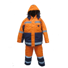 Костюм утепленный куртка+п/комб "Метеор" оранжевый с синим с СОП тк Грета