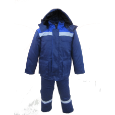 Костюм утепленный куртка+п/комб "Буря" (быв.Буран) с СОП  темно синий/васильковый
