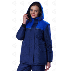 Куртка утепленная "Снежинка" капюшон тк 100% п/э т.синий с васильком