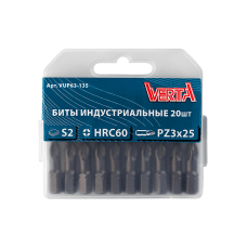 Биты PZ3х25мм (20шт) ULTRAPROFI VERTA